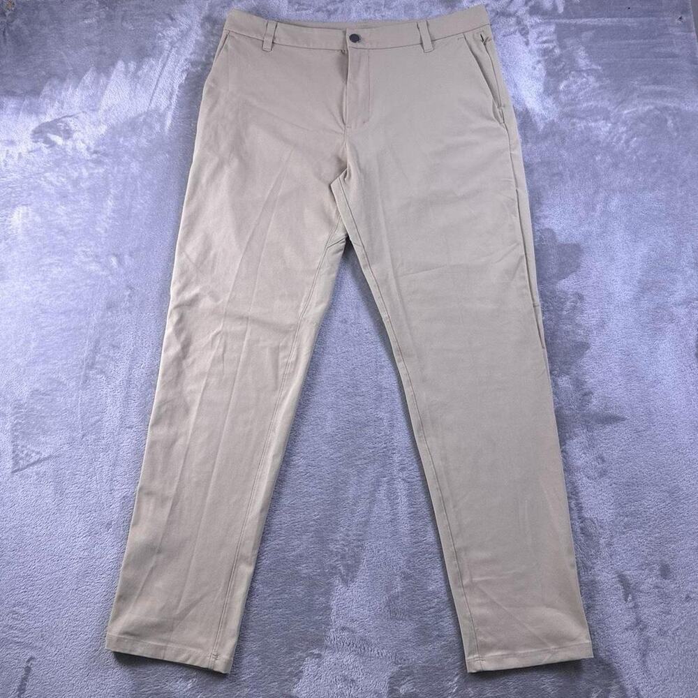 Lululemon Commission Classic Fit Chino Pants Mens 34 Beige Khaki Stretch Preppy